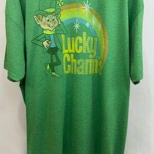 3/$20 Green and Yellow Retro Lucky Charms Short Sleeve Tee with Mascot